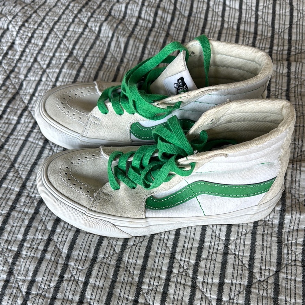 Vans Green and White Sneakers Classic Design